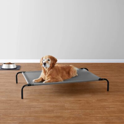 Cooling metal frame elevated dog bed