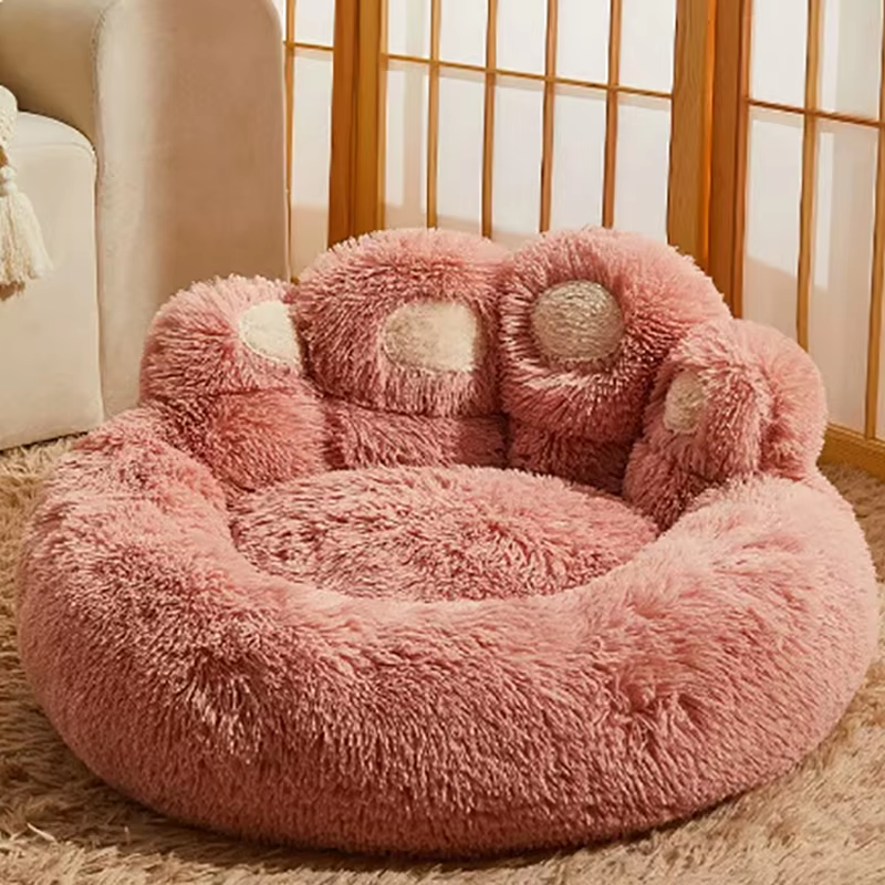 Custom donut pet bed with bear paw