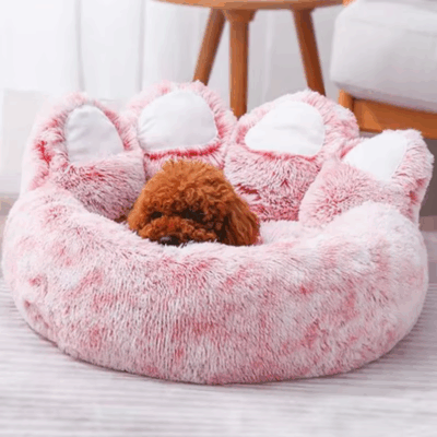 Custom donut pet bed with bear paw