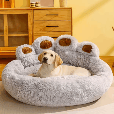 Custom donut pet bed with bear paw
