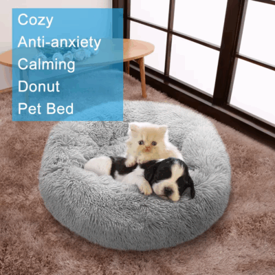 Cute calming donut pet bed for small dogs