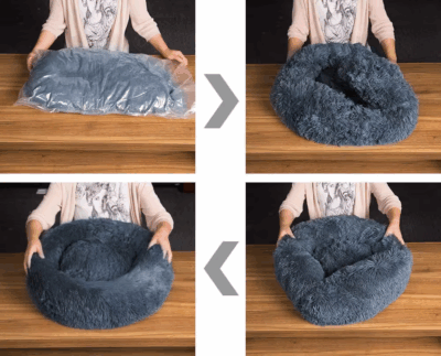 Cute calming donut pet bed for small dogs