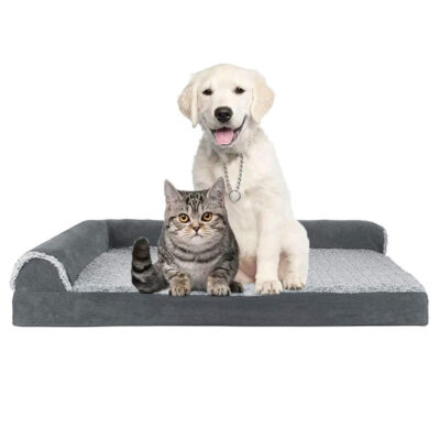 Extra large cooling gel dog bed with removable bolsters