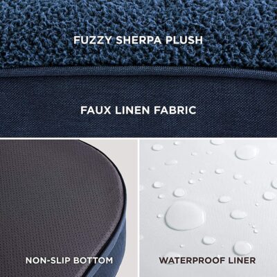 Extra large cooling gel dog bed with removable bolsters