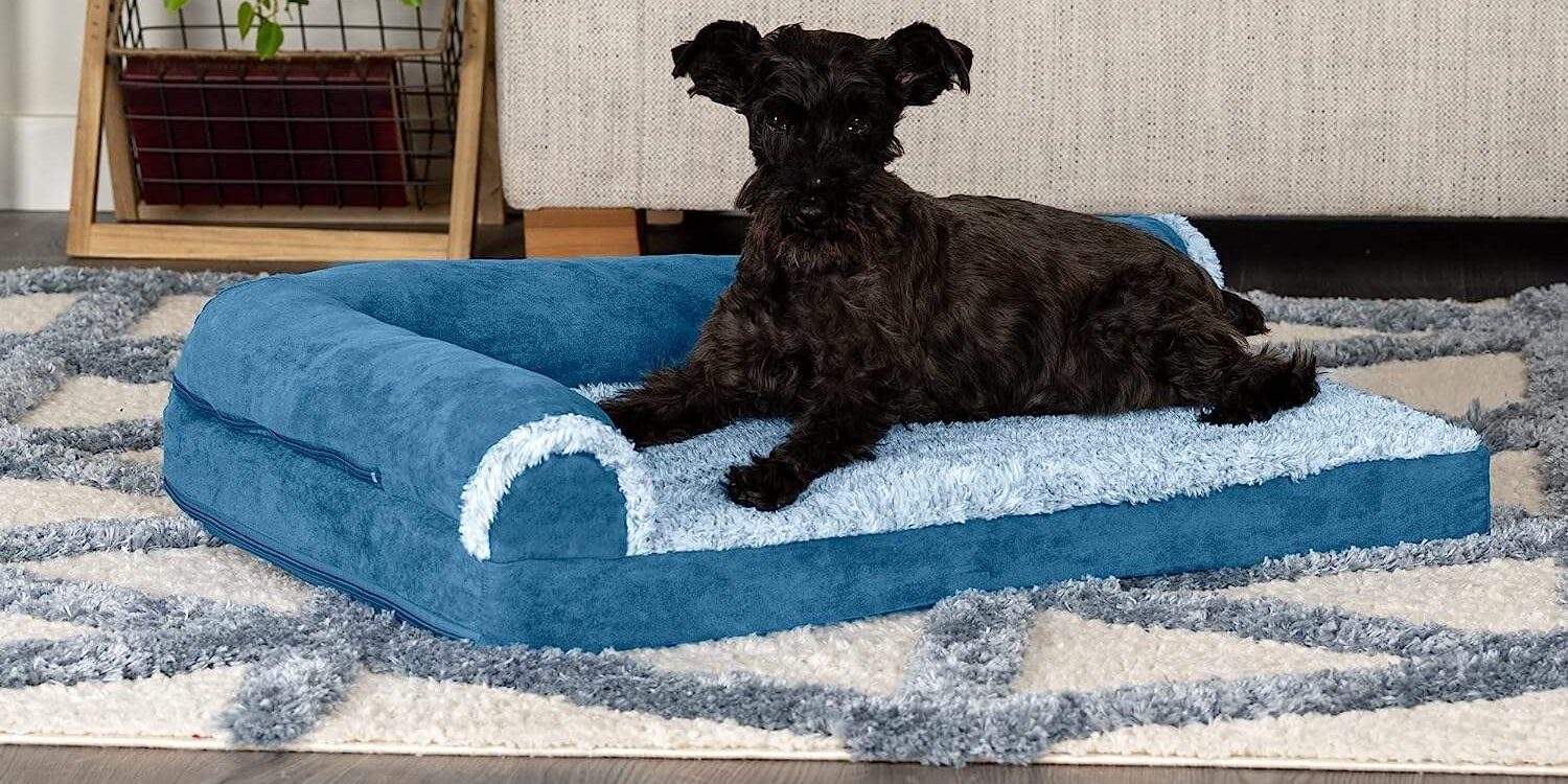 Extra large cooling gel dog bed with removable bolsters