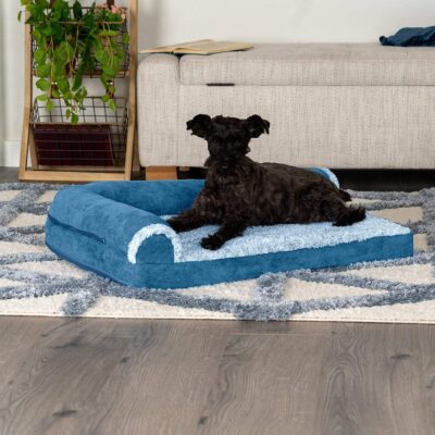 Extra large cooling gel dog bed with removable bolsters