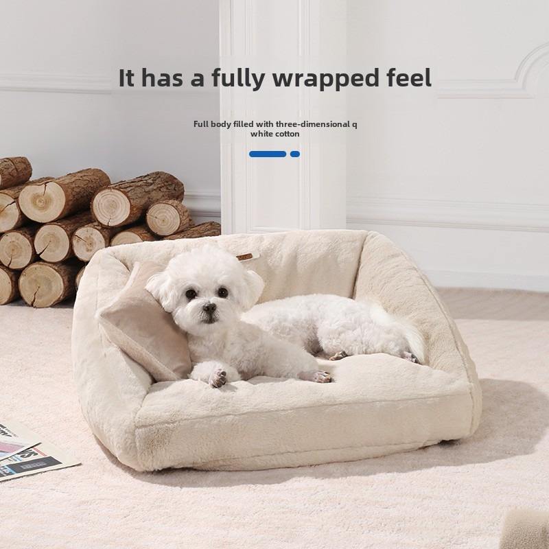 soft bolster dog bed with removable washable cover