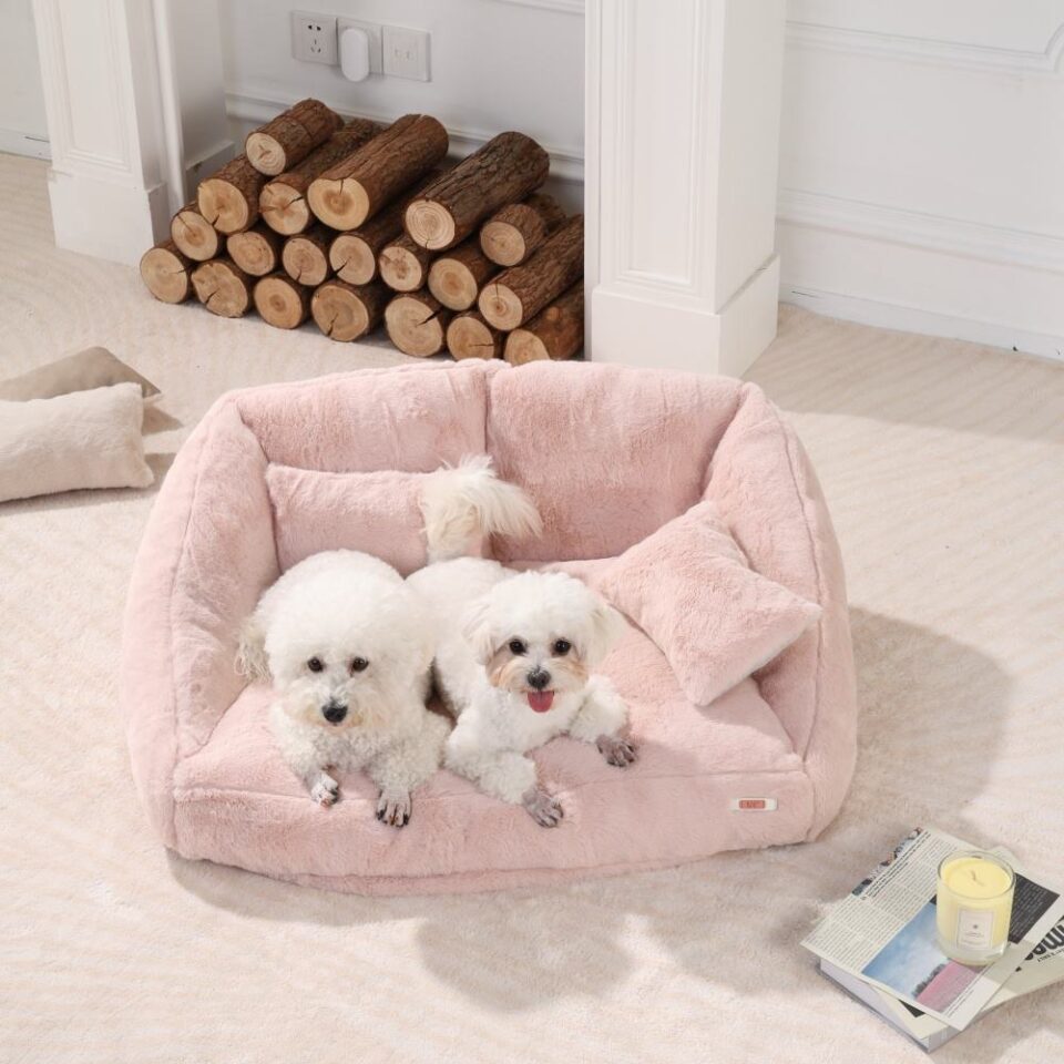 soft bolster dog bed with removable washable cover