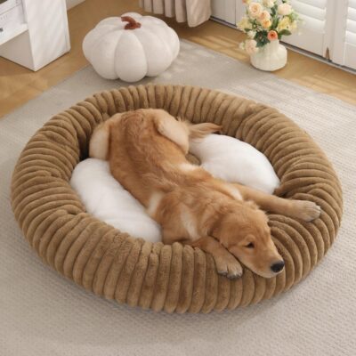 Winter warm corduroy donut pet bed