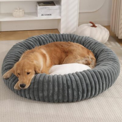 Winter warm corduroy donut pet bed