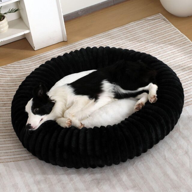Winter warm corduroy donut pet bed