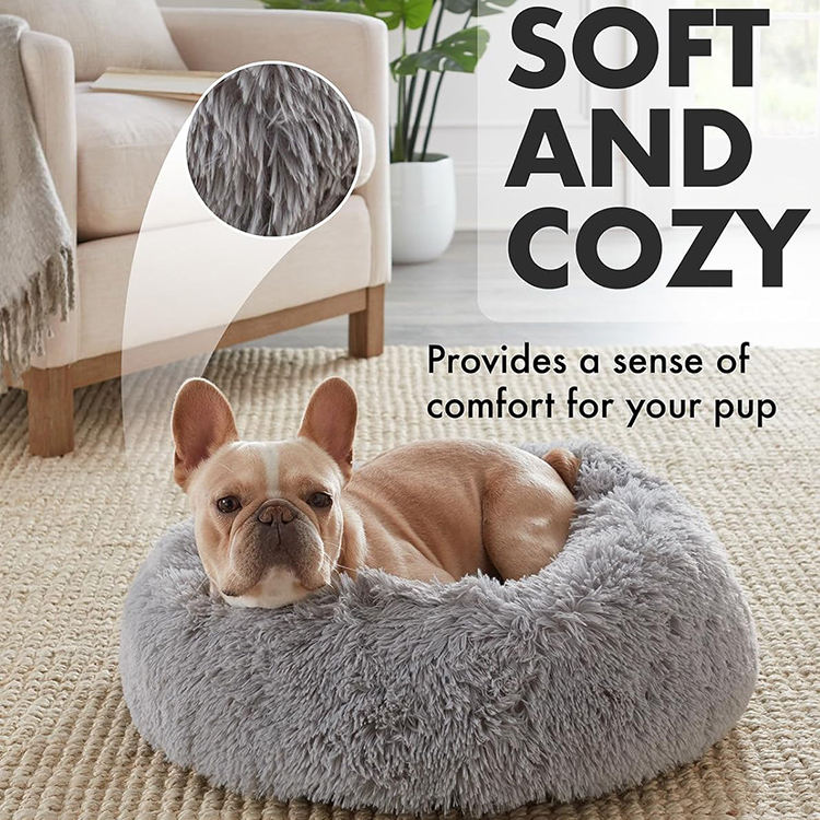 Luxury cozy calming donut pet bed