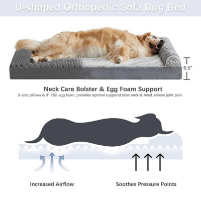 orthopedic dog bed with 3-side pillows