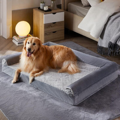 orthopedic dog bed with 3-side pillows