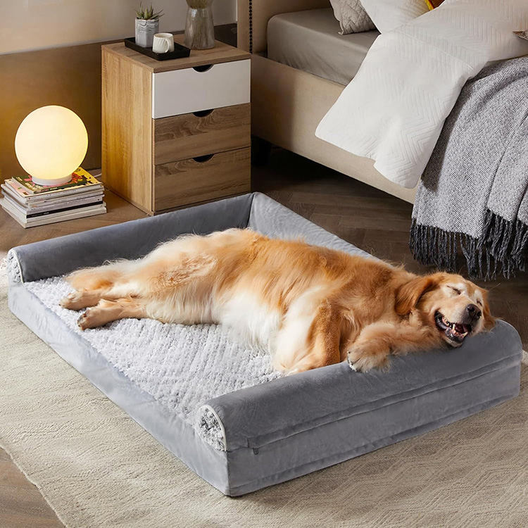 orthopedic dog bed with 3-side pillows