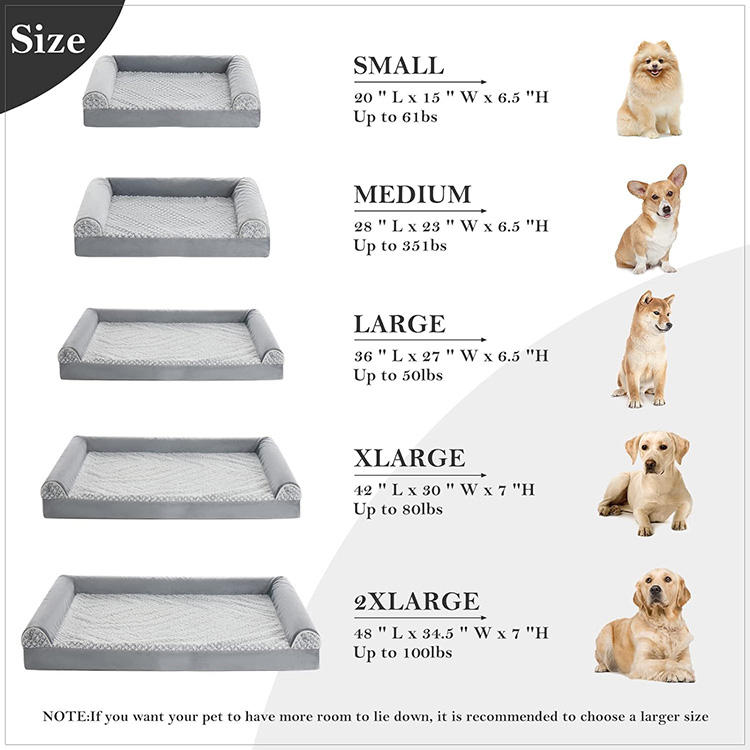 orthopedic dog bed with 3-side pillows