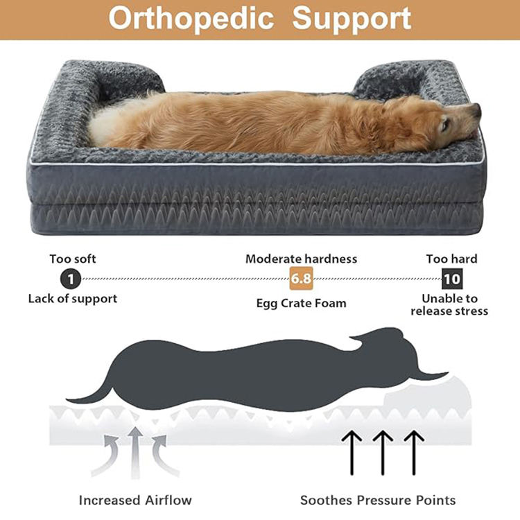 Luxury orthopedic plush dog sofa bed