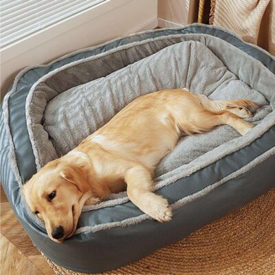 Large warm plush orthopedic dog bed