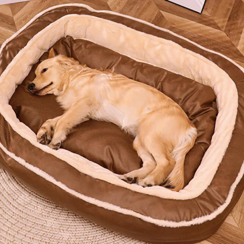 Large warm plush orthopedic dog bed
