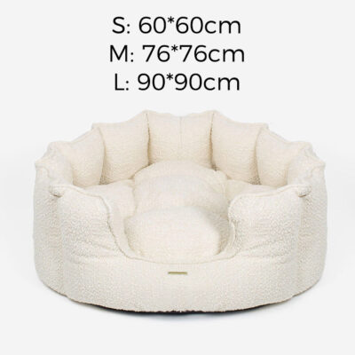 Premium boucle round bolster dog bed