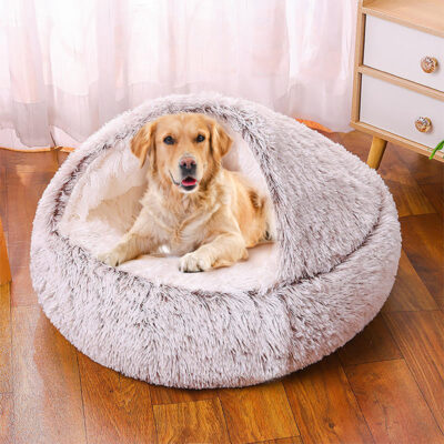 Small donut calming cave pet bed