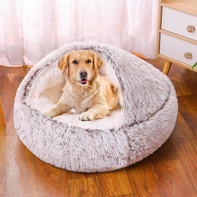 Small donut calming cave pet bed