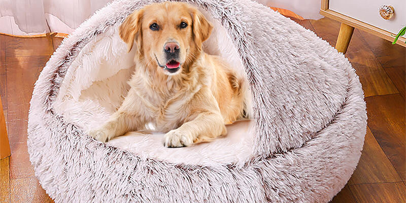 Small donut calming cave pet bed