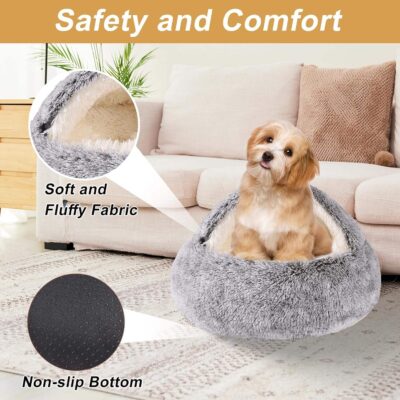 Small donut calming cave pet bed