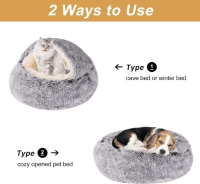 Small donut calming cave pet bed