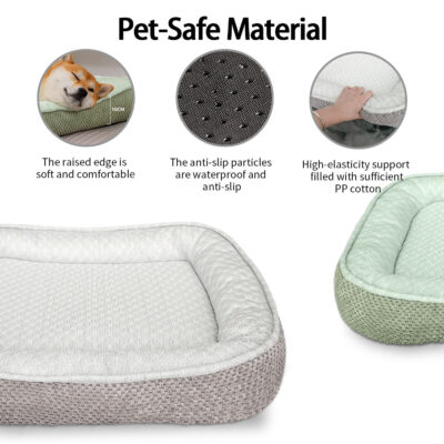 Cooling pet bed mat with ice fabric for dogs