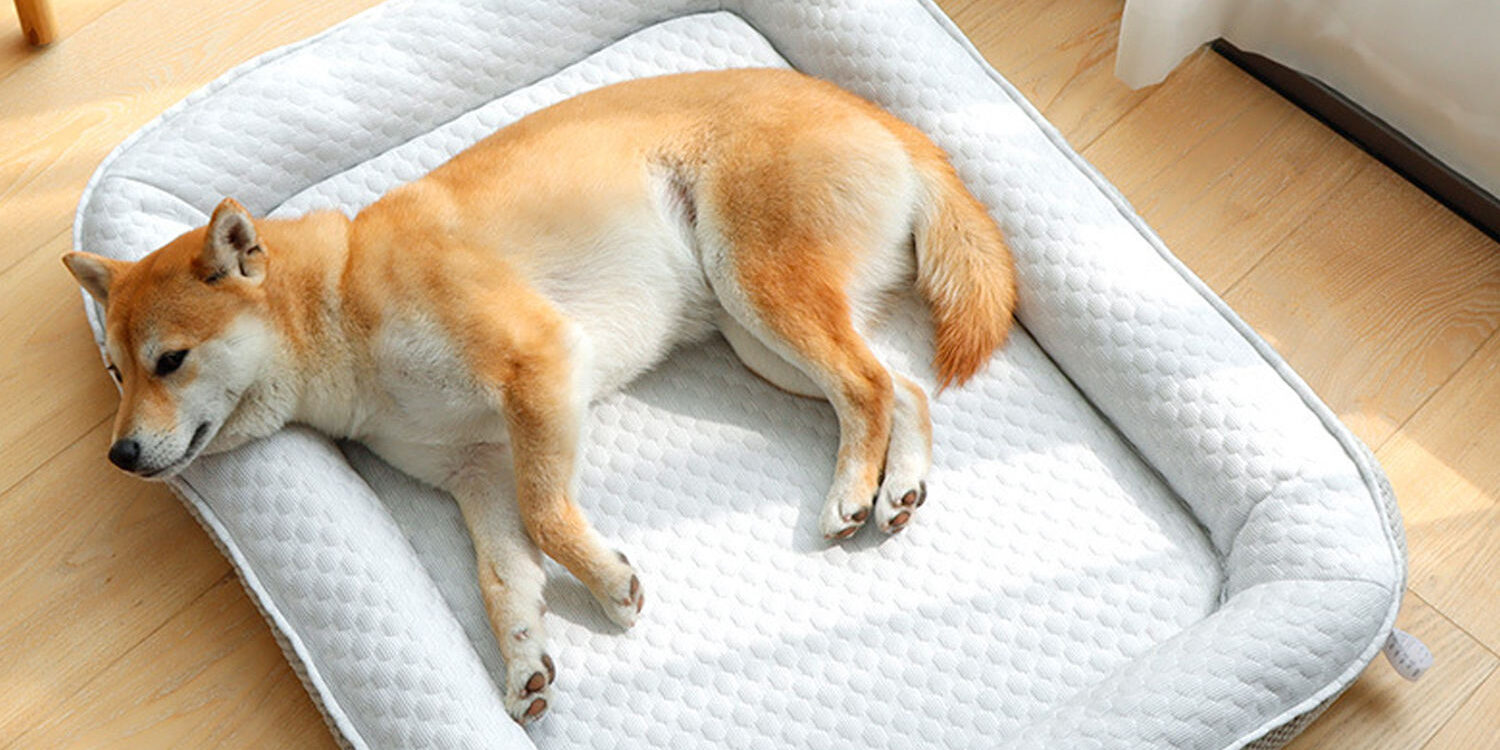 Cooling pet bed mat with ice fabric for dogs