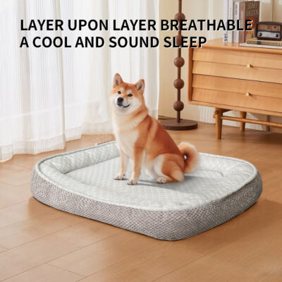 Cooling pet bed mat with ice fabric for dogs