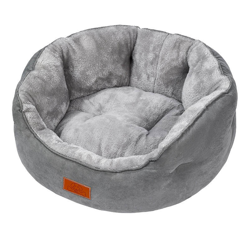 Luxury blue suede donut dog bed