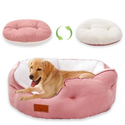 Luxury blue suede donut dog bed