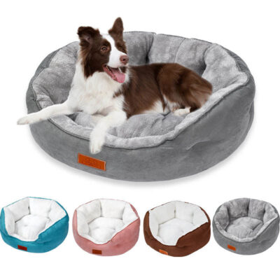 Luxury blue suede donut dog bed