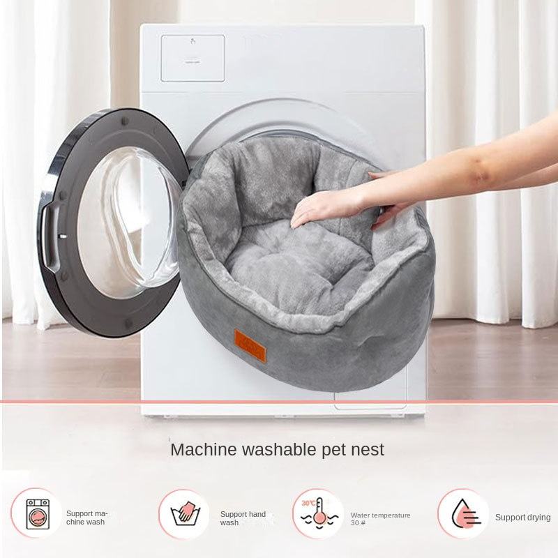 Luxury blue suede donut dog bed