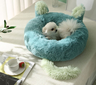 donut dog bed with ears and tail