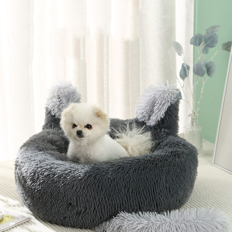 donut dog bed with ears and tail
