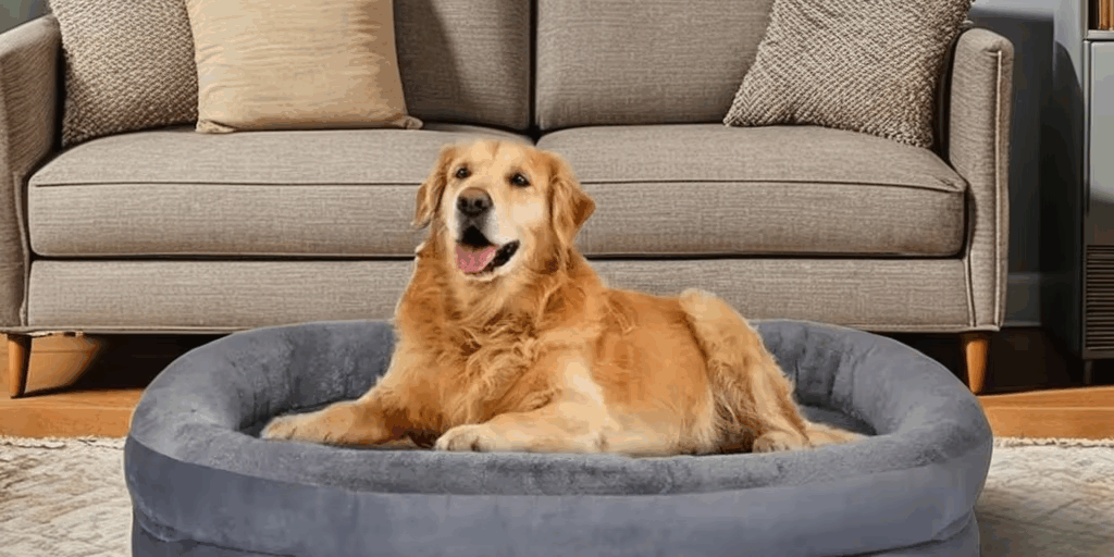oval waterproof dog bed with bolsters