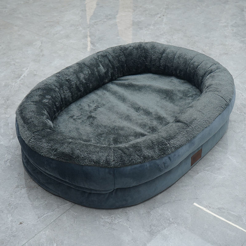 oval waterproof dog bed with bolsters