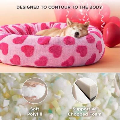 Calming orthopedic donut dog and cat bed