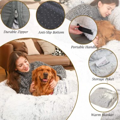 Faux fur orthopedic human dog bed