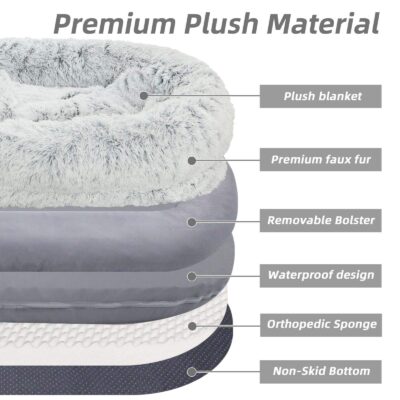 Faux fur orthopedic human dog bed