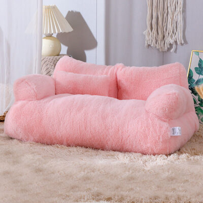 Luxury fluffy plush dog sofa bolster bed