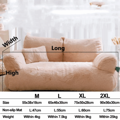 Luxury fluffy plush dog sofa bolster bed