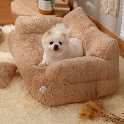 Luxury fluffy plush dog sofa bolster bed