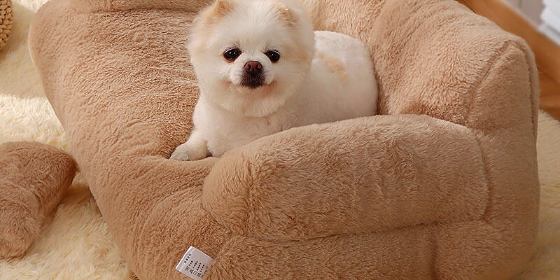 Luxury fluffy plush dog sofa bolster bed