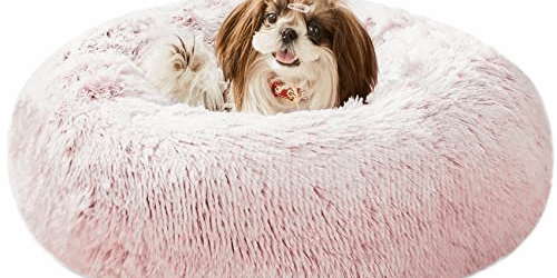 Luxury plush faux fur donut dog bed