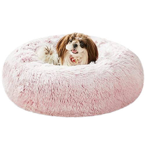 Luxury plush faux fur donut dog bed