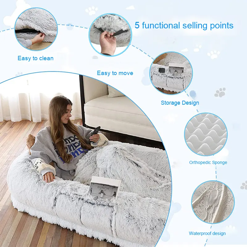 large orthopedic human dog bed
